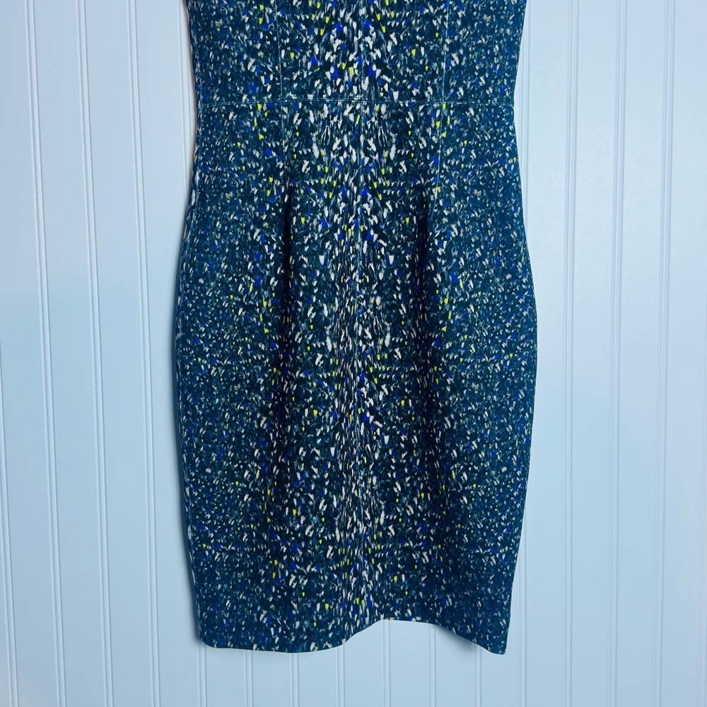 Yigal Azrouel - Speckled Multi Print Zippered Sheath Dress 4 - Picture 9 of 15
